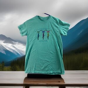 Southern Style T-shirt Medium Savannah Green Bicycle Crew Neck Short Sleeved